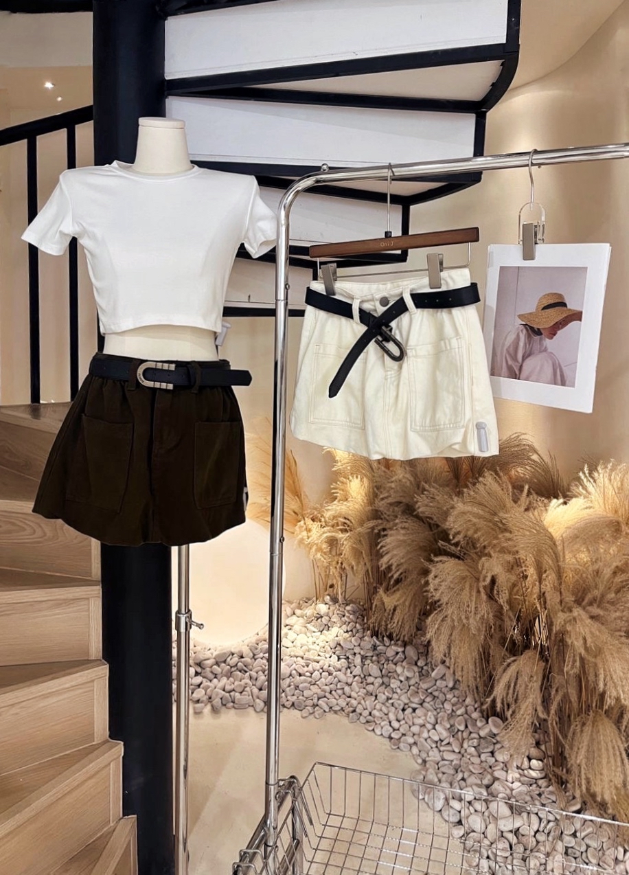 个性牛仔短裤裙(腰带)