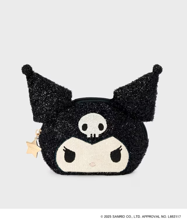 日本服裝品牌-OPAQUE.CLIP X MELODY KUROMI 閃閃斜孭袋/化妝袋