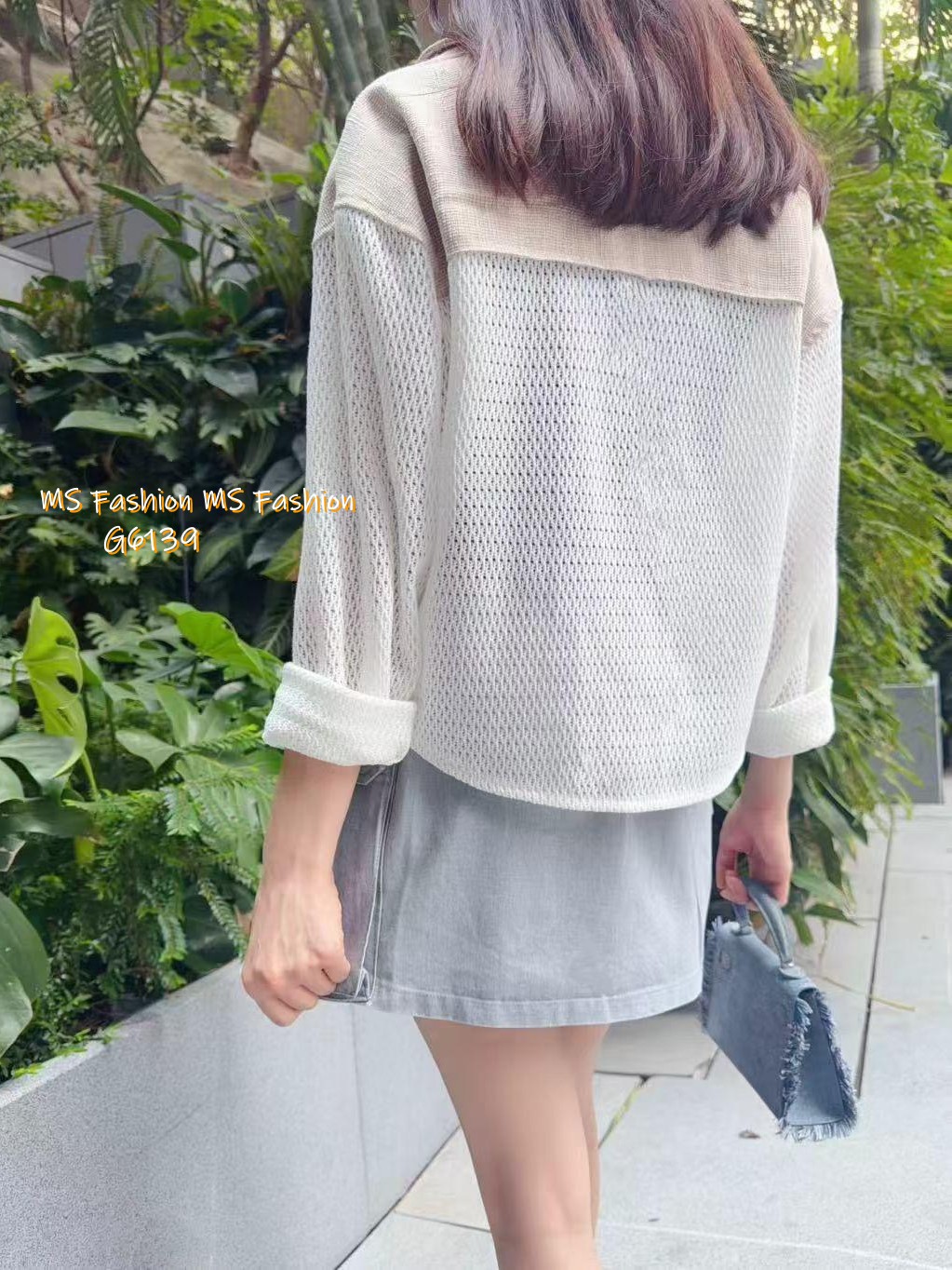 G6139 韓國🇰🇷雙色拼網料Top