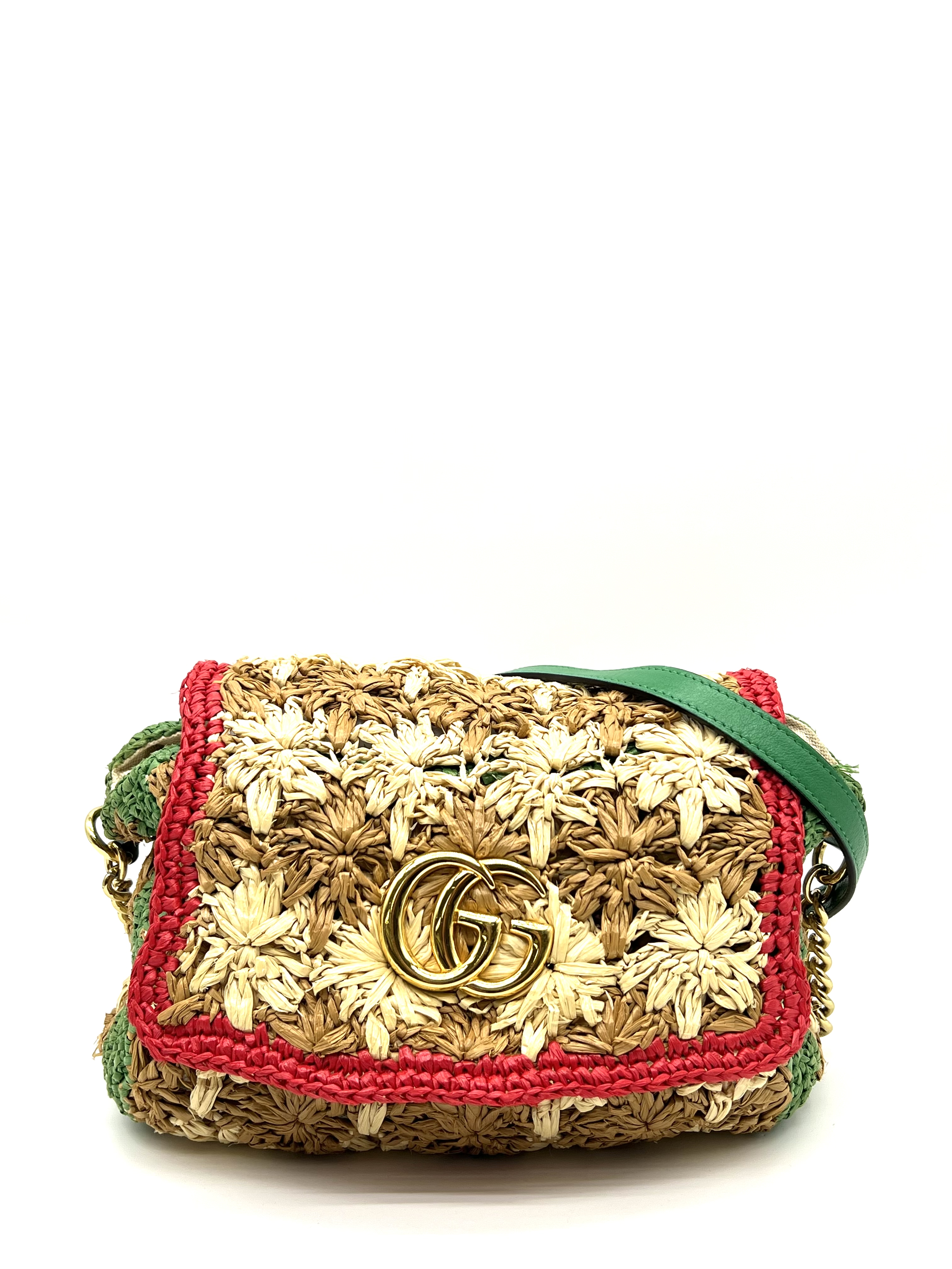 Pre-Owned GG Marmont Raffia Crochet Flower Shoulder Bag / Product Code: 26051202
