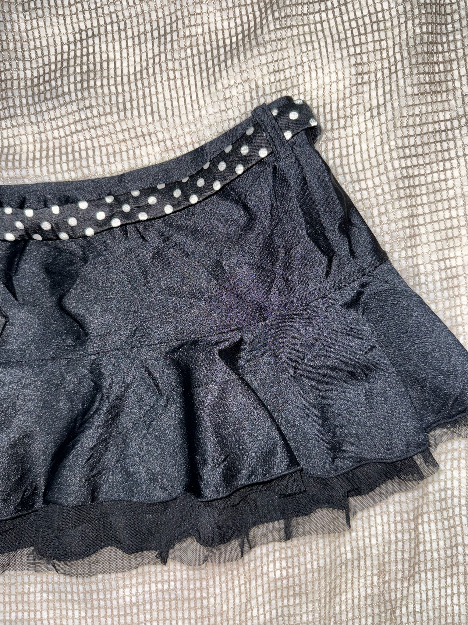 Black Mini Skirt with Polka Dot Bow