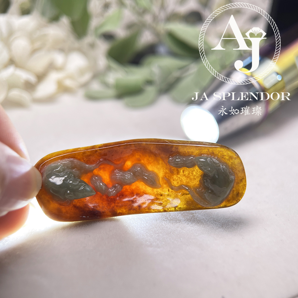 JNK 303 天然翡翠A玉-特色巧雕紅翡【鼠】鴻運數錢招財進寶18K吊墜