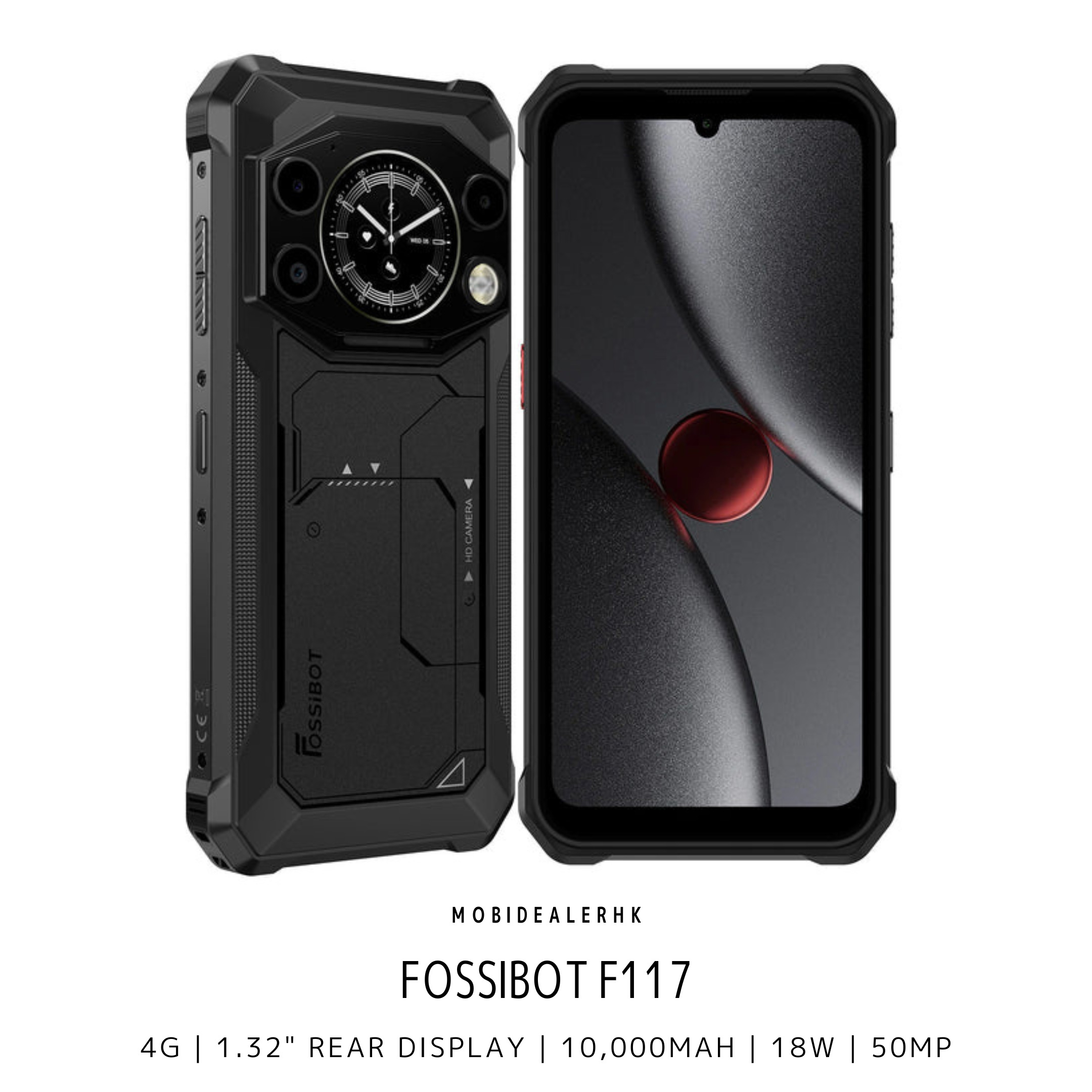 Fossibot F117 | 4G | 三防手機 | 1.32吋副屏 | 10000mAh | 50MP