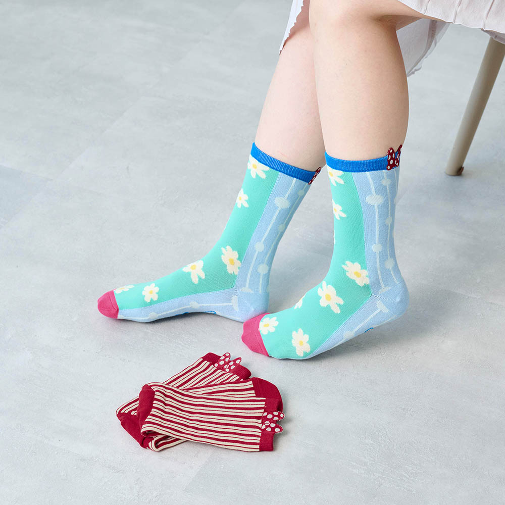 🆕【⭐訂購⭐】 🇯🇵日本直送🌀#Minnie 蝴蝶結刺繡 中筒襪套裝(1套2對)🌀[ELBA-0071][260308]