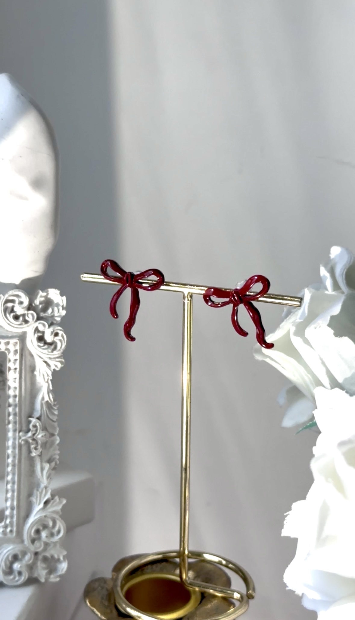 2way珍珠酒紅晶耳環❤️