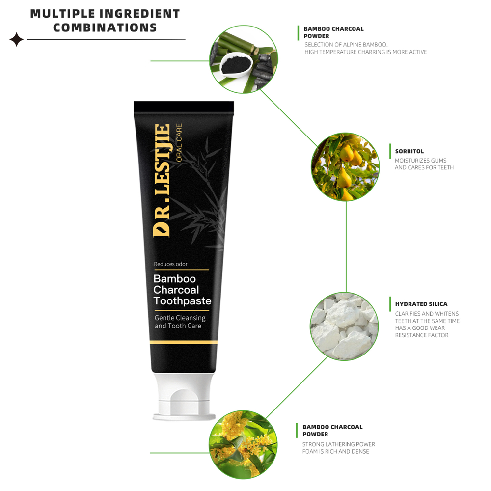 竹炭牙膏 清新口氣 美白去黃 清潔牙齒 去口臭 咖啡漬 煙漬 牙垢 120g ［平行進口］ HK2748