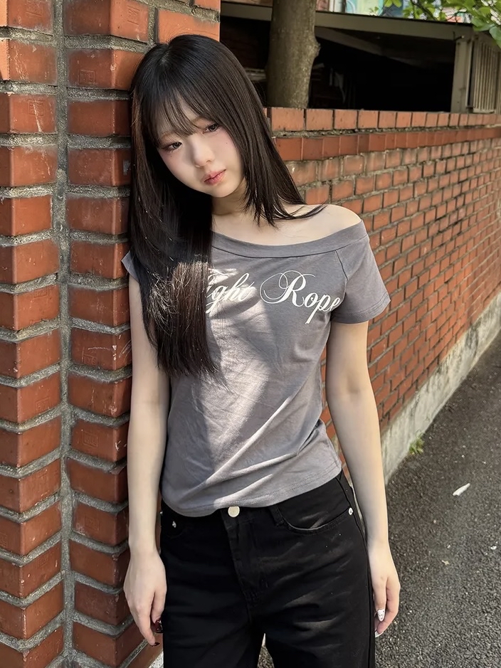 Script Wide Neck Graphic Tee