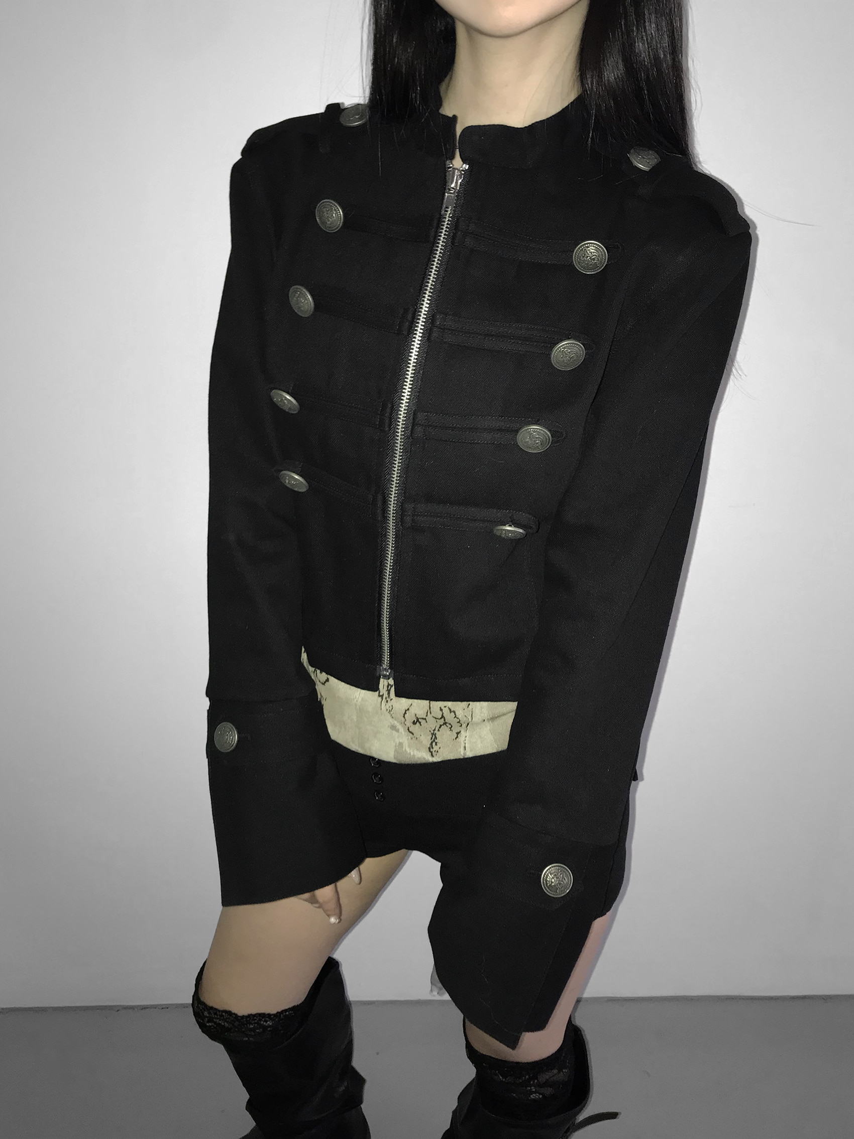 Vintage Zip Front Cropped Jacket