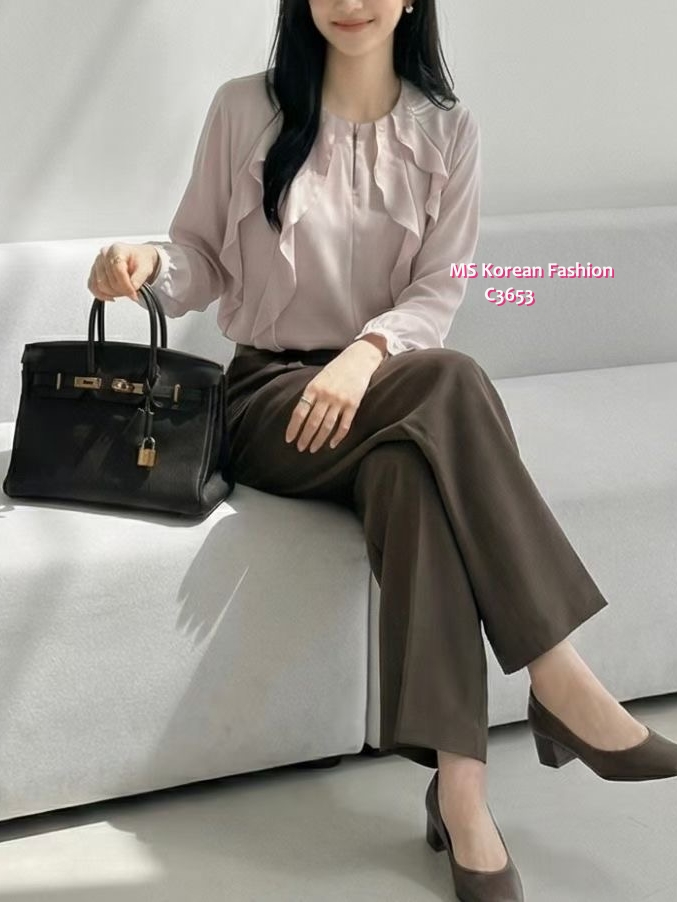 C3653 韓國🇰🇷靚色ruffle top