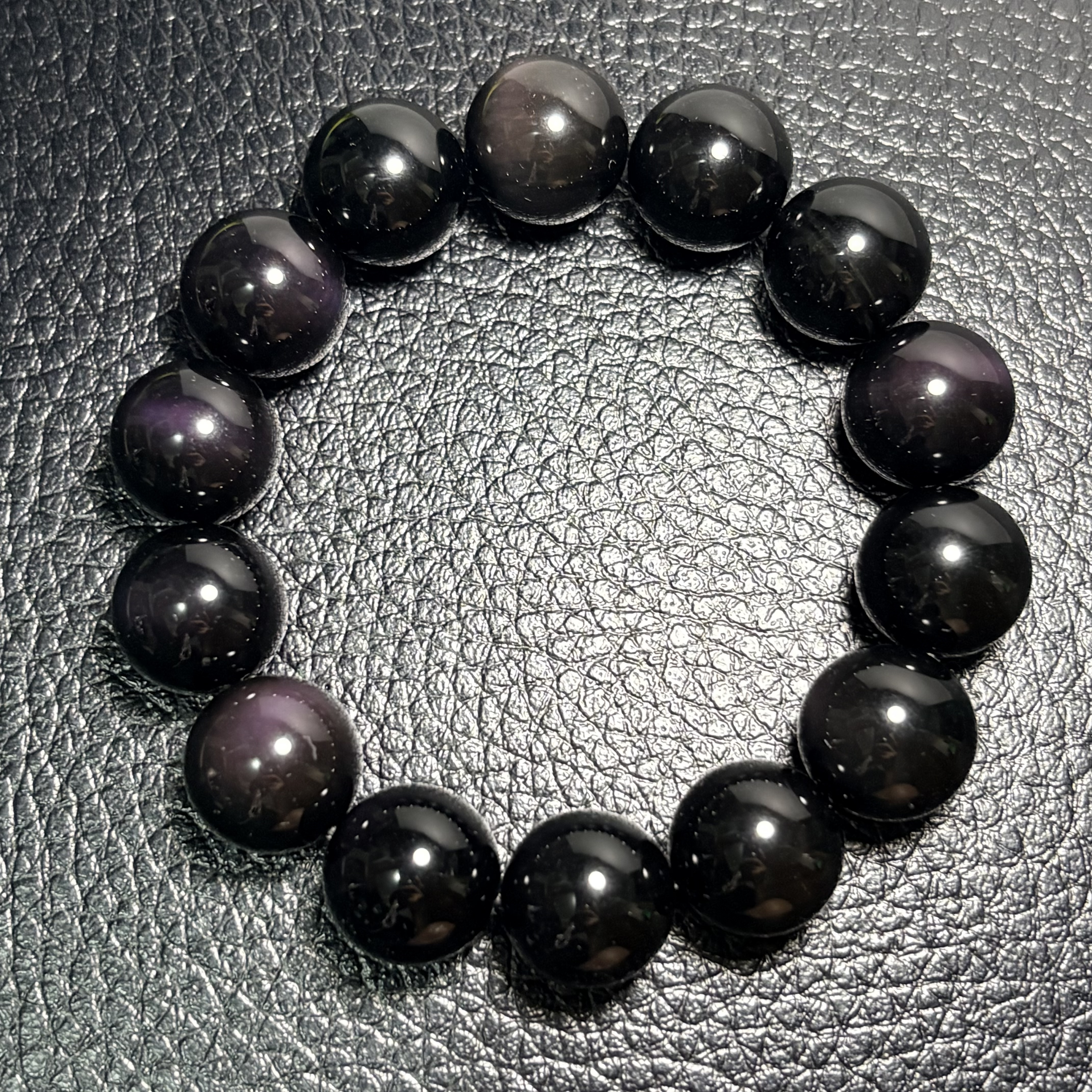 16mm雙彩彩曜石手串（紫紅）No.4487丨規格:16mm珠/ 18cm內圈