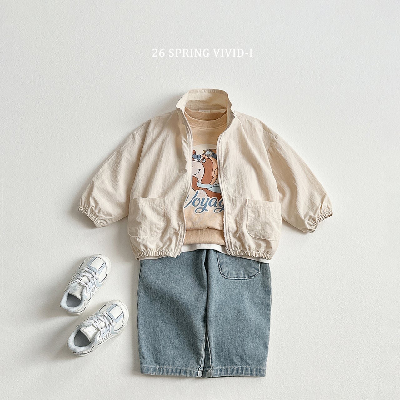 🌸預訂 韓國直送🌸🇰🇷VIVIDI三色飛行員小狗印花寬鬆衛衣