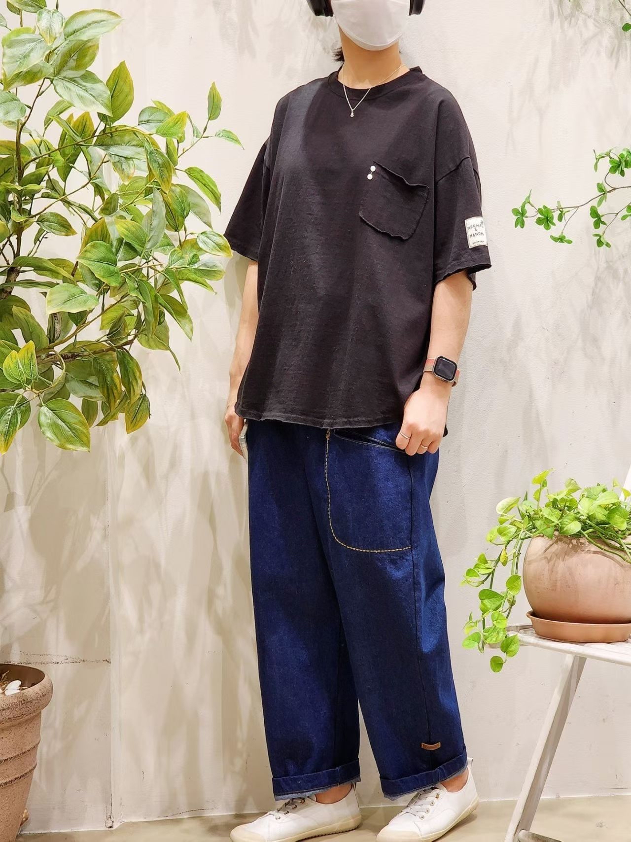 NO OX 特色雙鈕子袋口tee