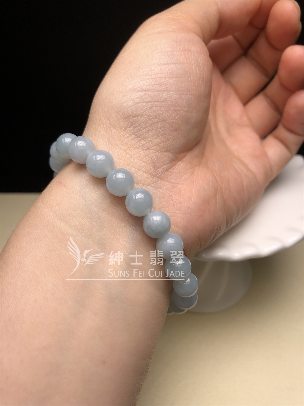 天藍翡翠圓珠手串8mm CA00507