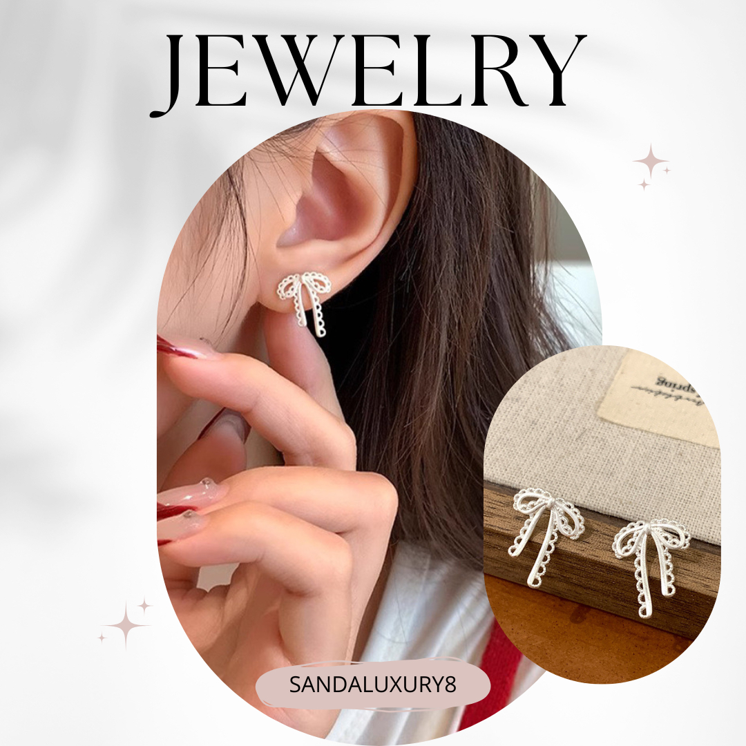 Cute Silver Bow Earrings