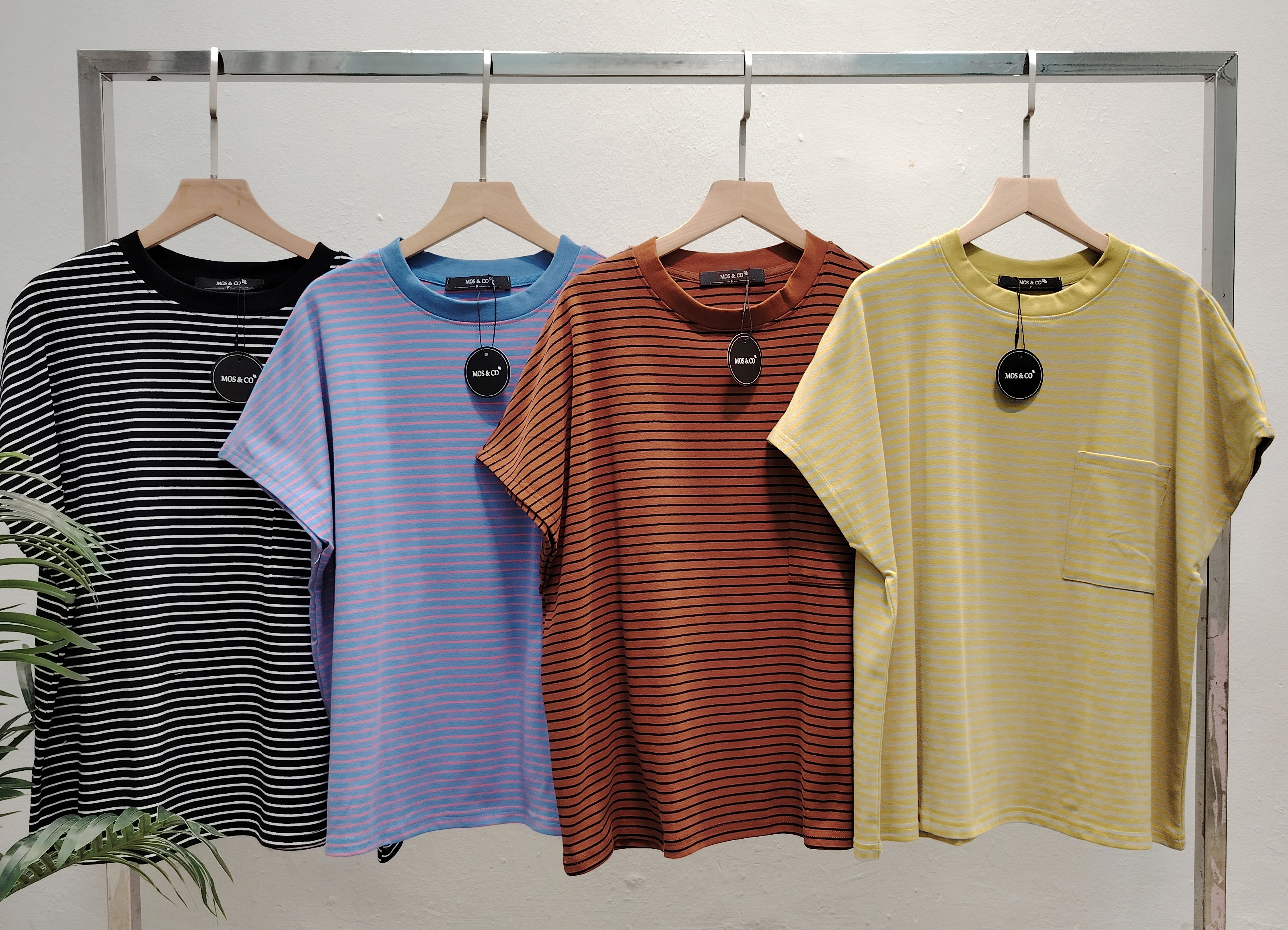 M5021 Over Size  Striped Round Neck Cotton Tee
