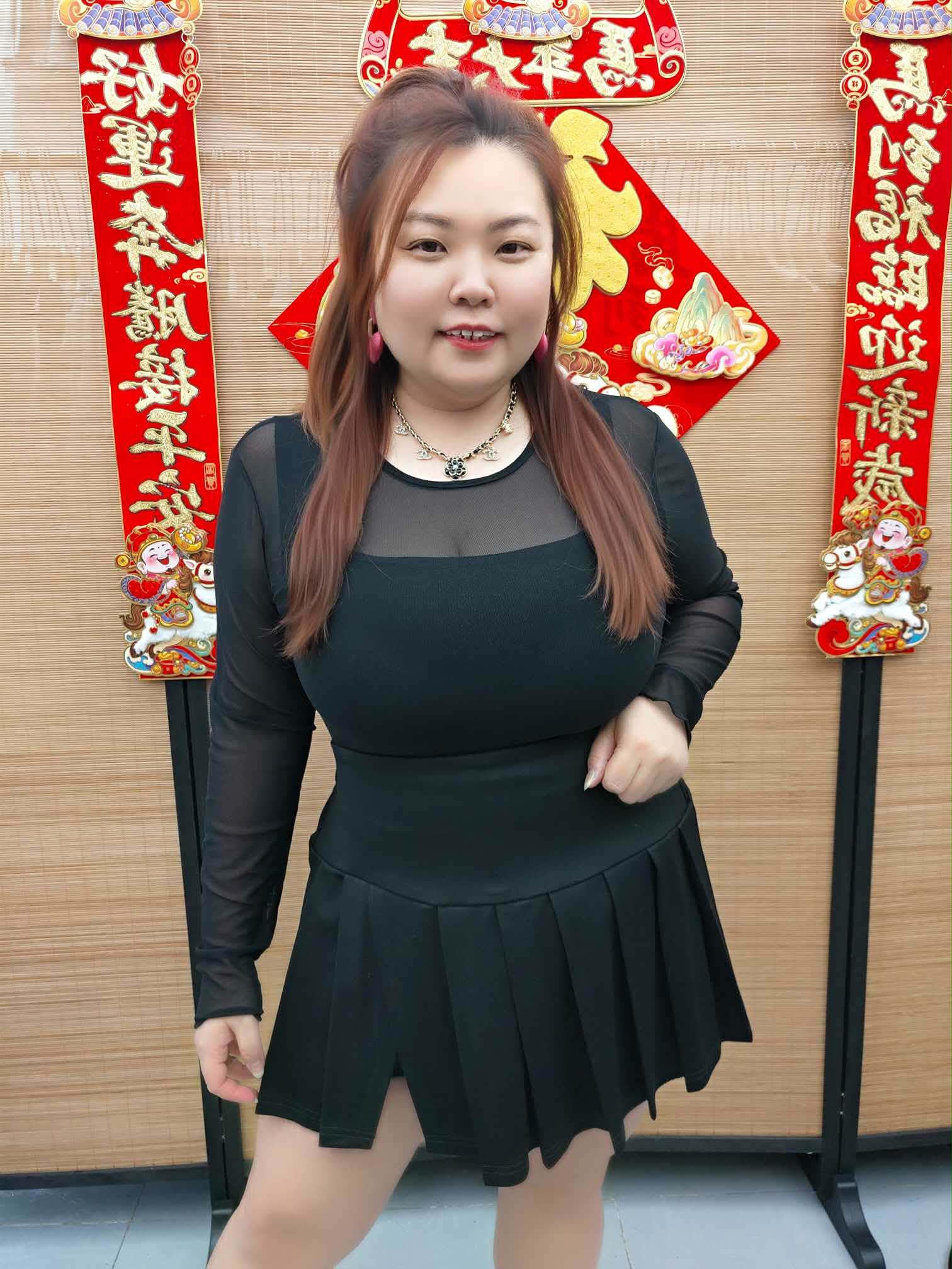 DDI15 TW#5336 拼百褶显瘦裤裙