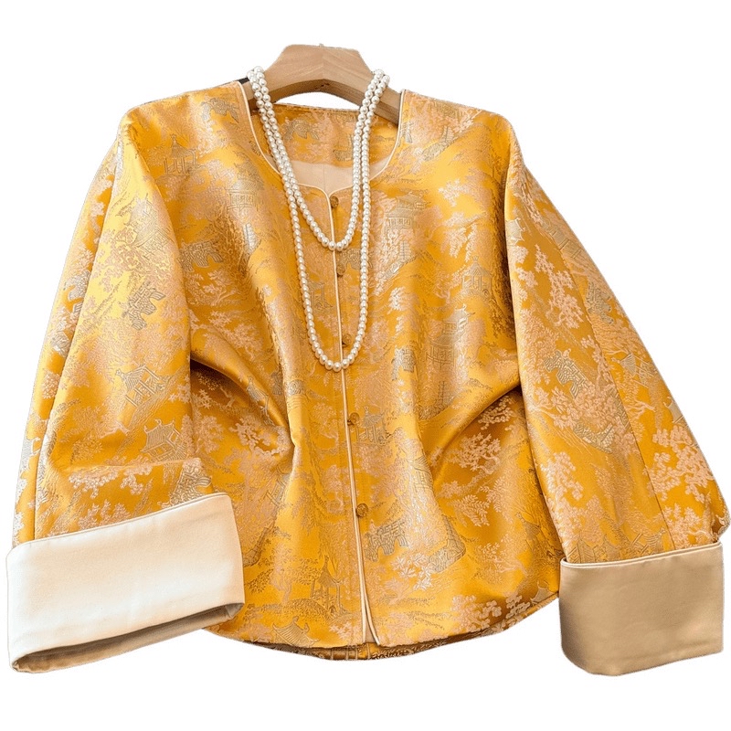 B53(9932) 新中式东方古韵高级感宫廷风提花金外套上衣