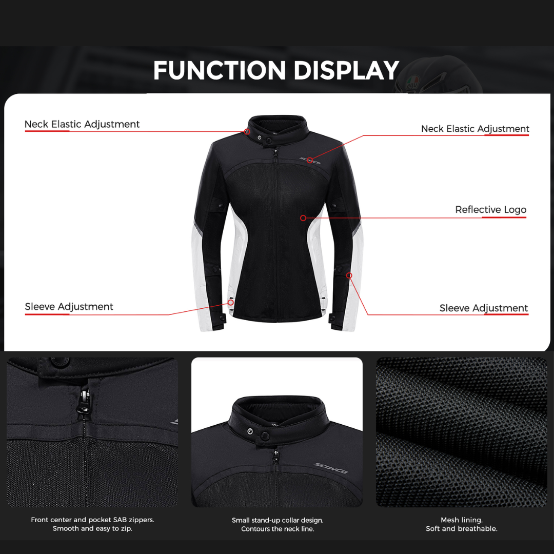 SCOYCO JK206 Motorcycle Riding Jacket Women | CE Protector | Touring Racing Jaket Motor 