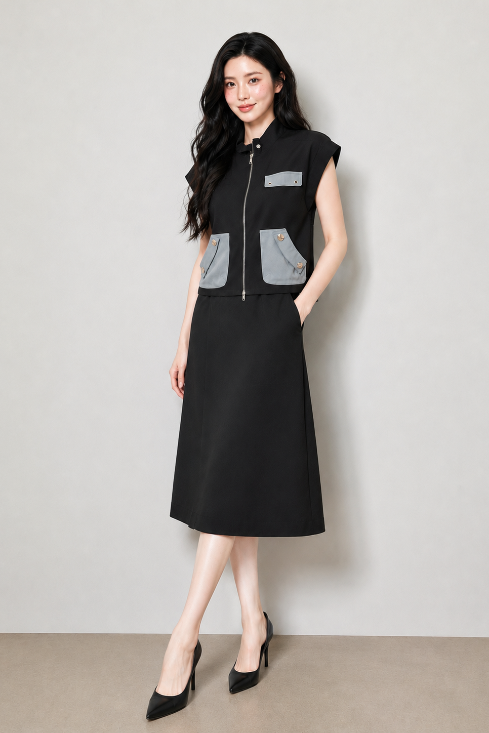 33201 Essential Luxe A-Line Midi Skirt
