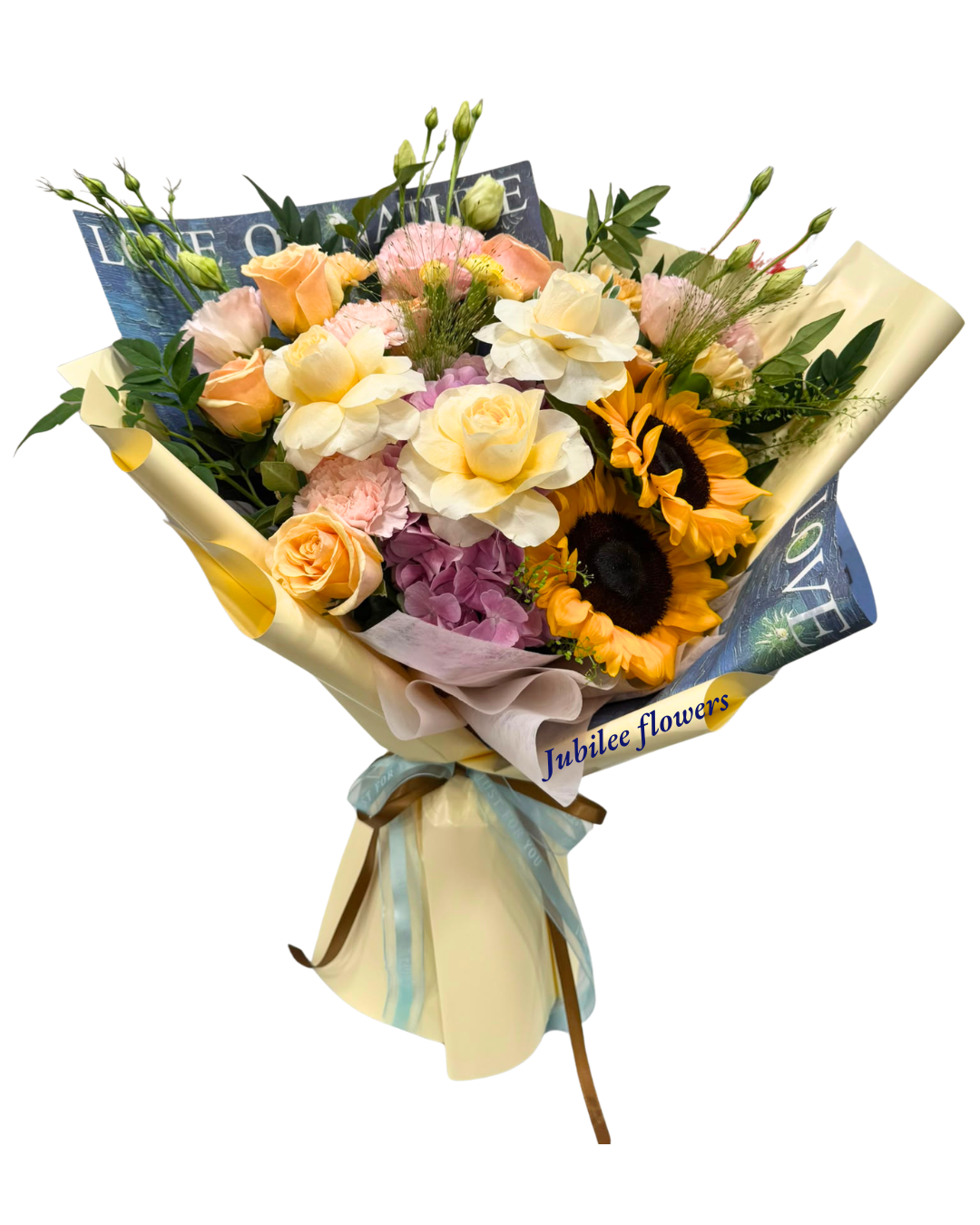 🌻向日葵 · 粉繡球 · 玫瑰花束