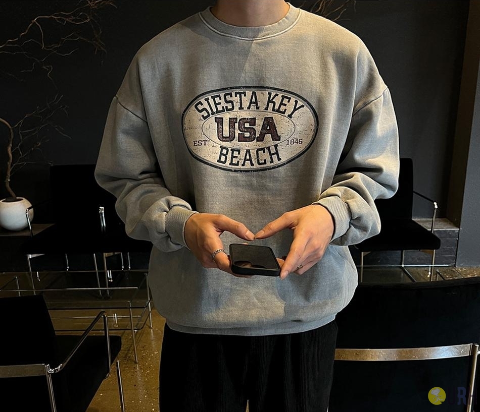 【100%保證韓國直送】USA重磅純棉復古染色Siesta立體印花衛衣 [4 color] RG165836