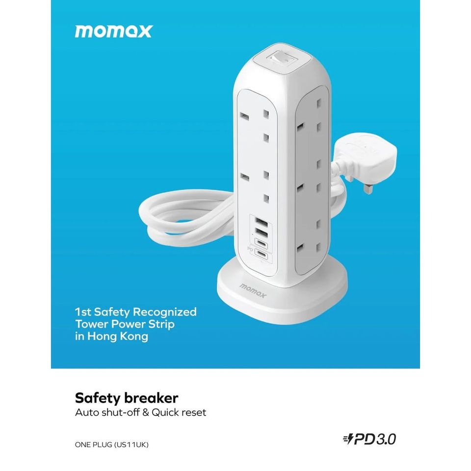 Momax OnePlug PD20W 2A2C 11位拖板 US11