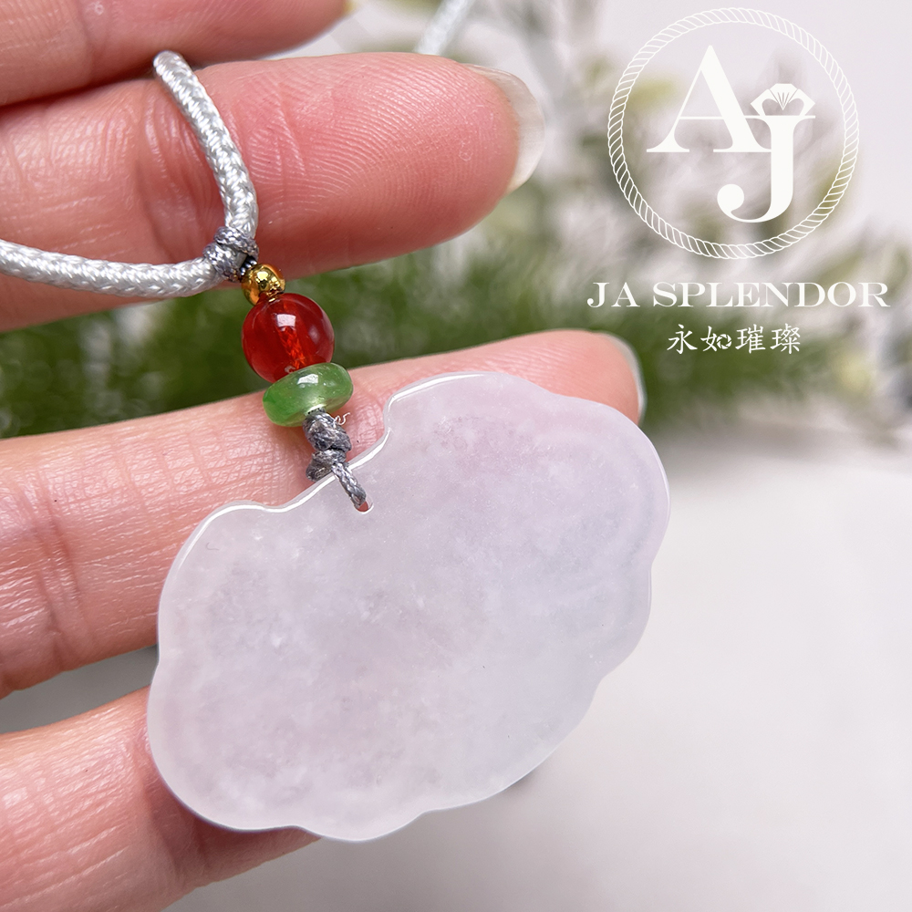 JN-631 天然翡翠A玉-冰潤嵗嵗平安如意索吊墜