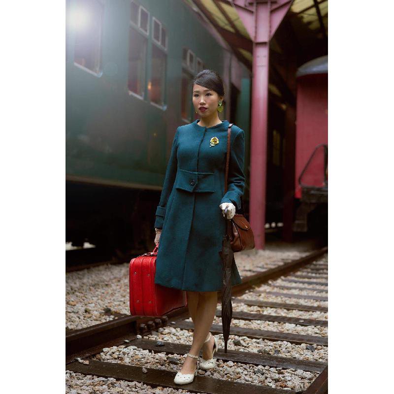 SOLD OUT 1960s MOD Teal Green WInter Coat (FM091)