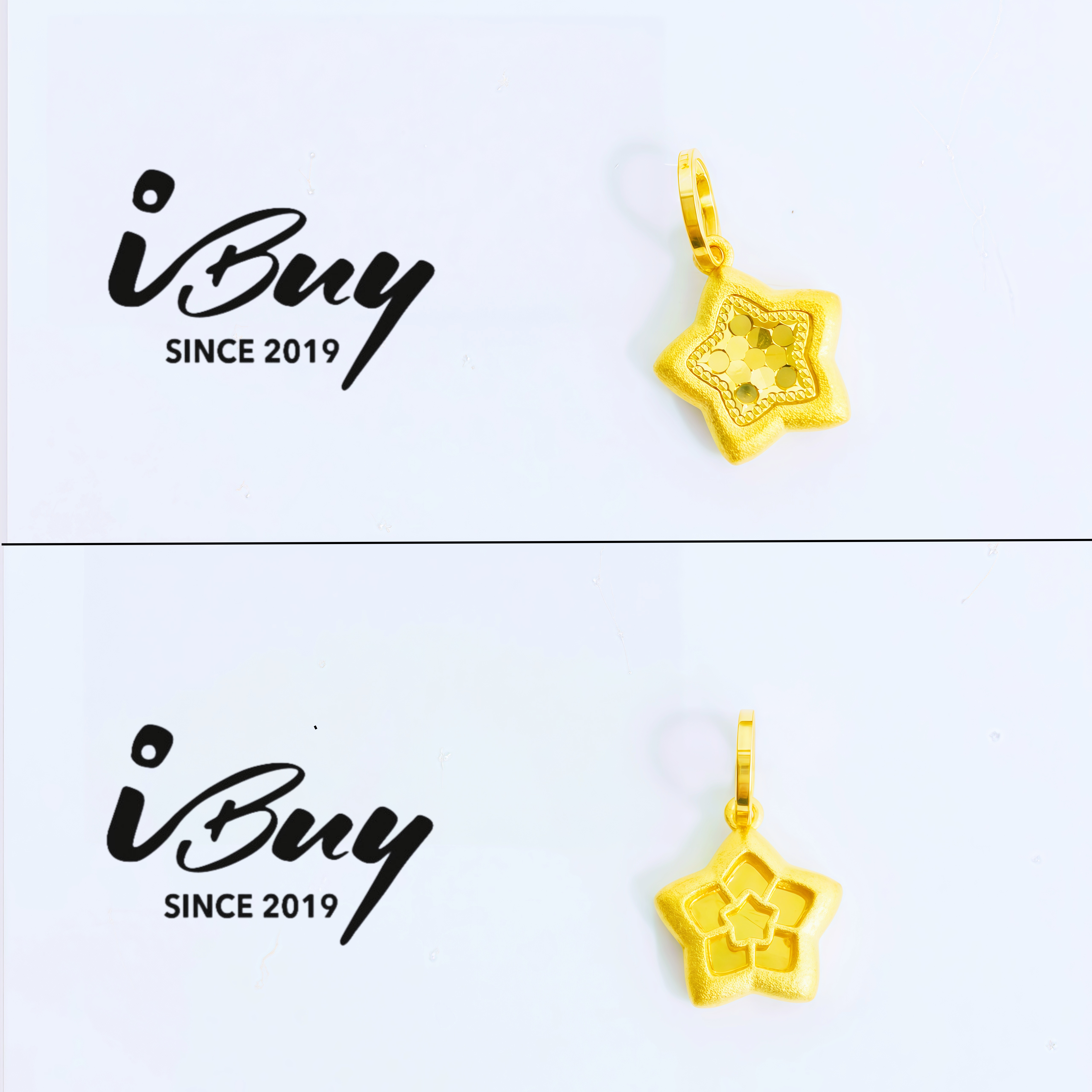 916 GOLD HONEYCOMB STAR PENDANT 916 金 龙鳞星星吊坠