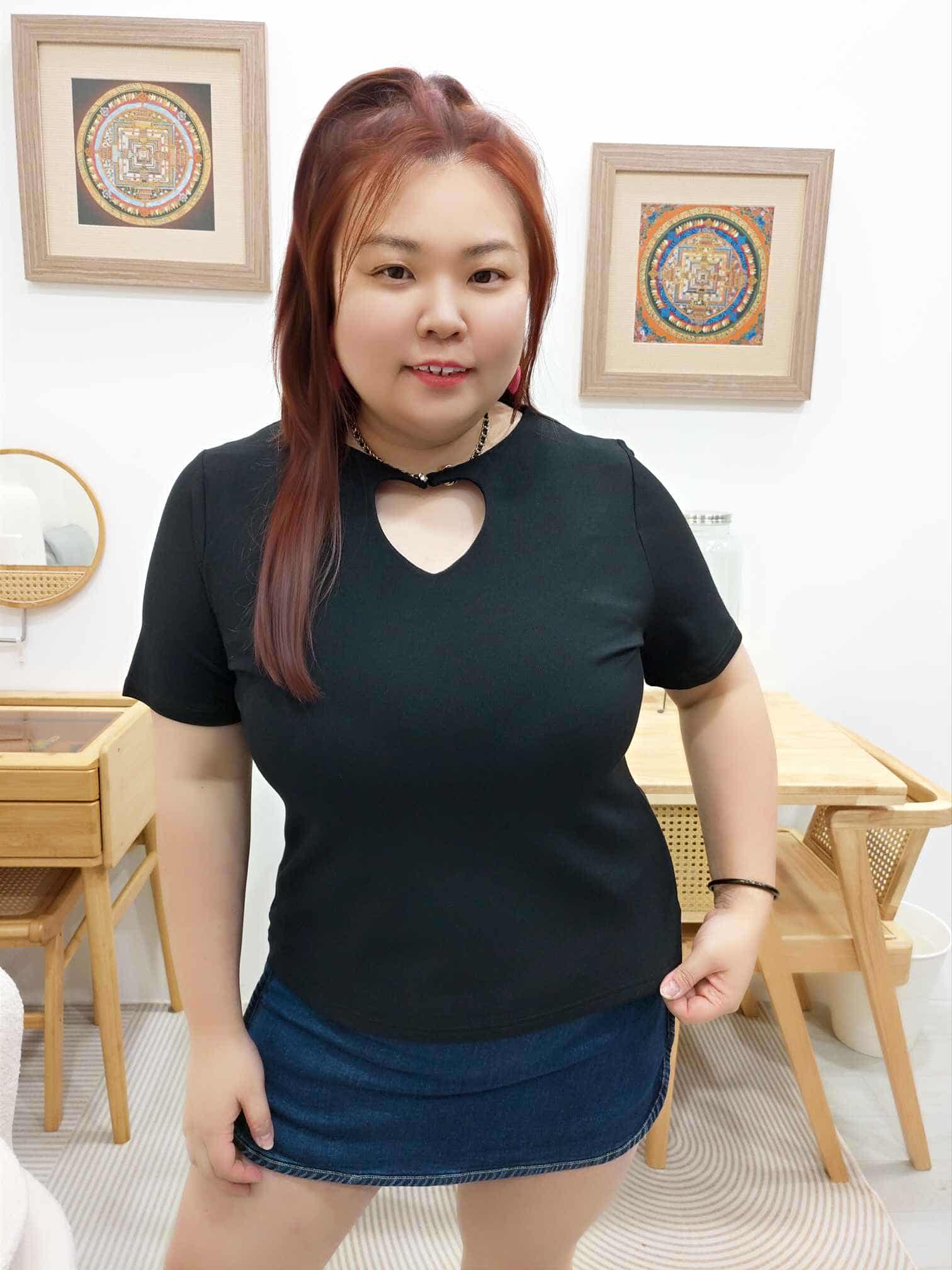 OTA19 BE#810543 胸前镂空爱心设计上衣