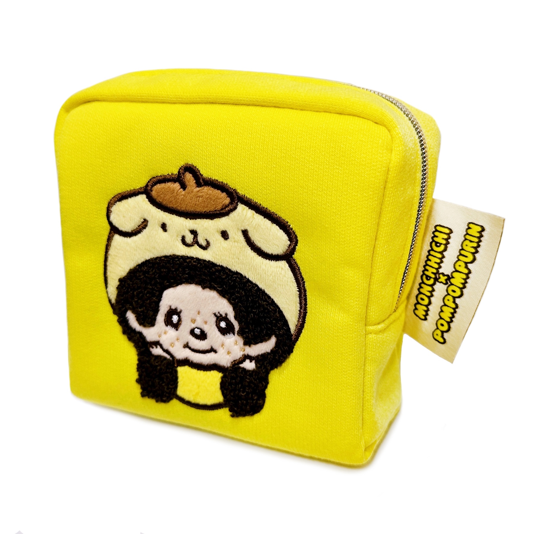 現貨｜Monchhichi x Pompompurin 布甸狗 日版 毛毛刺繡 化妝袋 (S2341107)