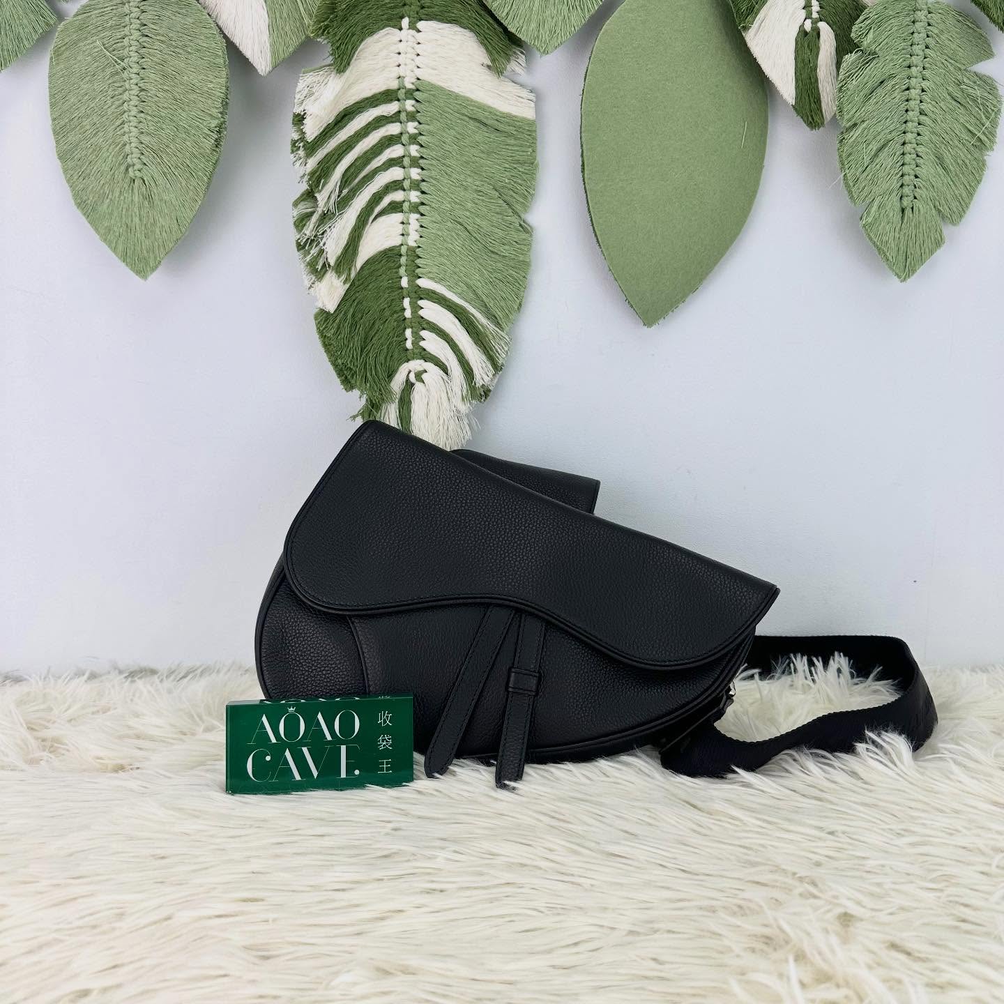 DIOR 🤍PRE OWNED Homme Saddle 黑色真皮馬鞍包 🖤