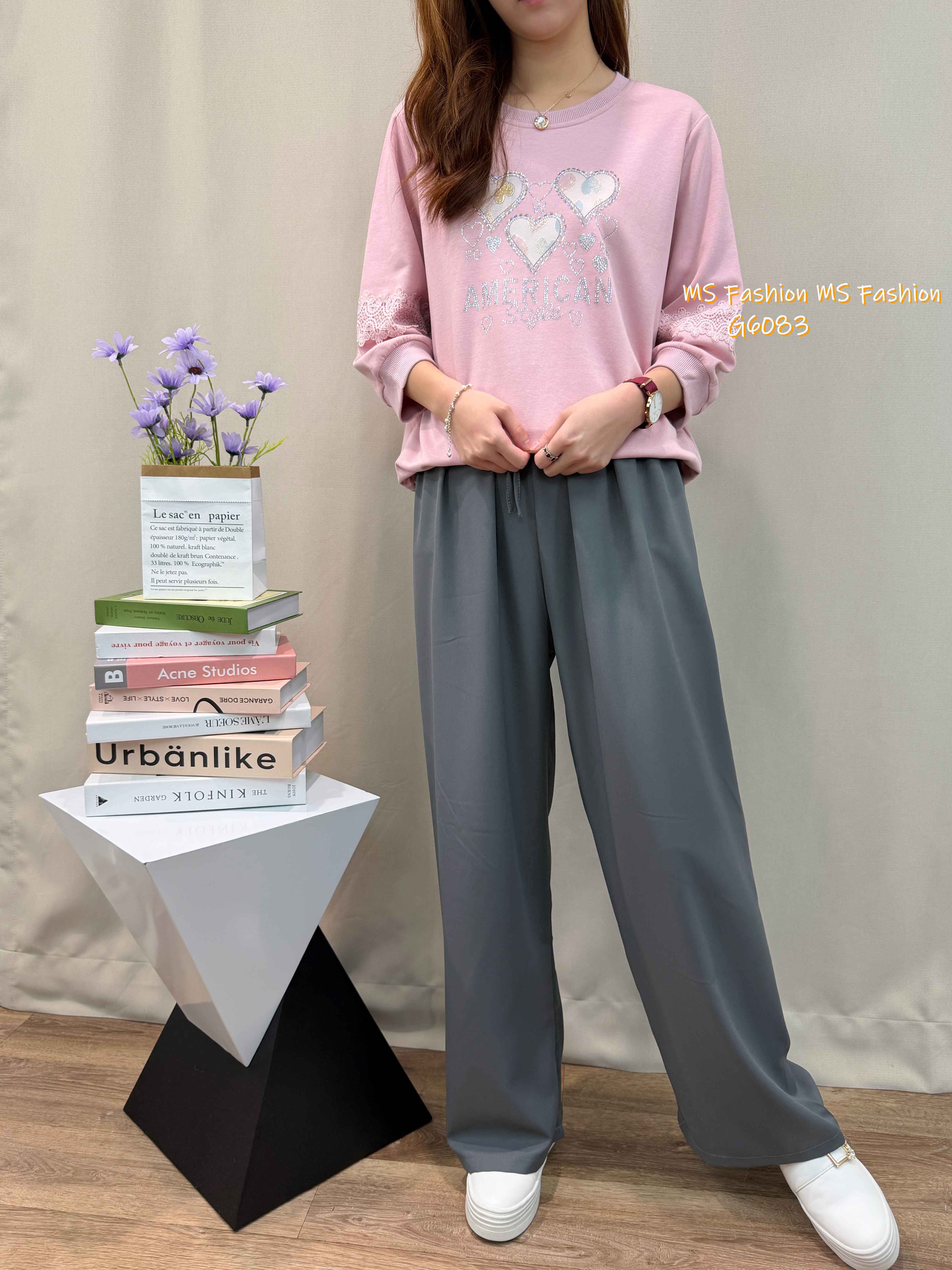 G6083 韓國🇰🇷心心圖案閃石top