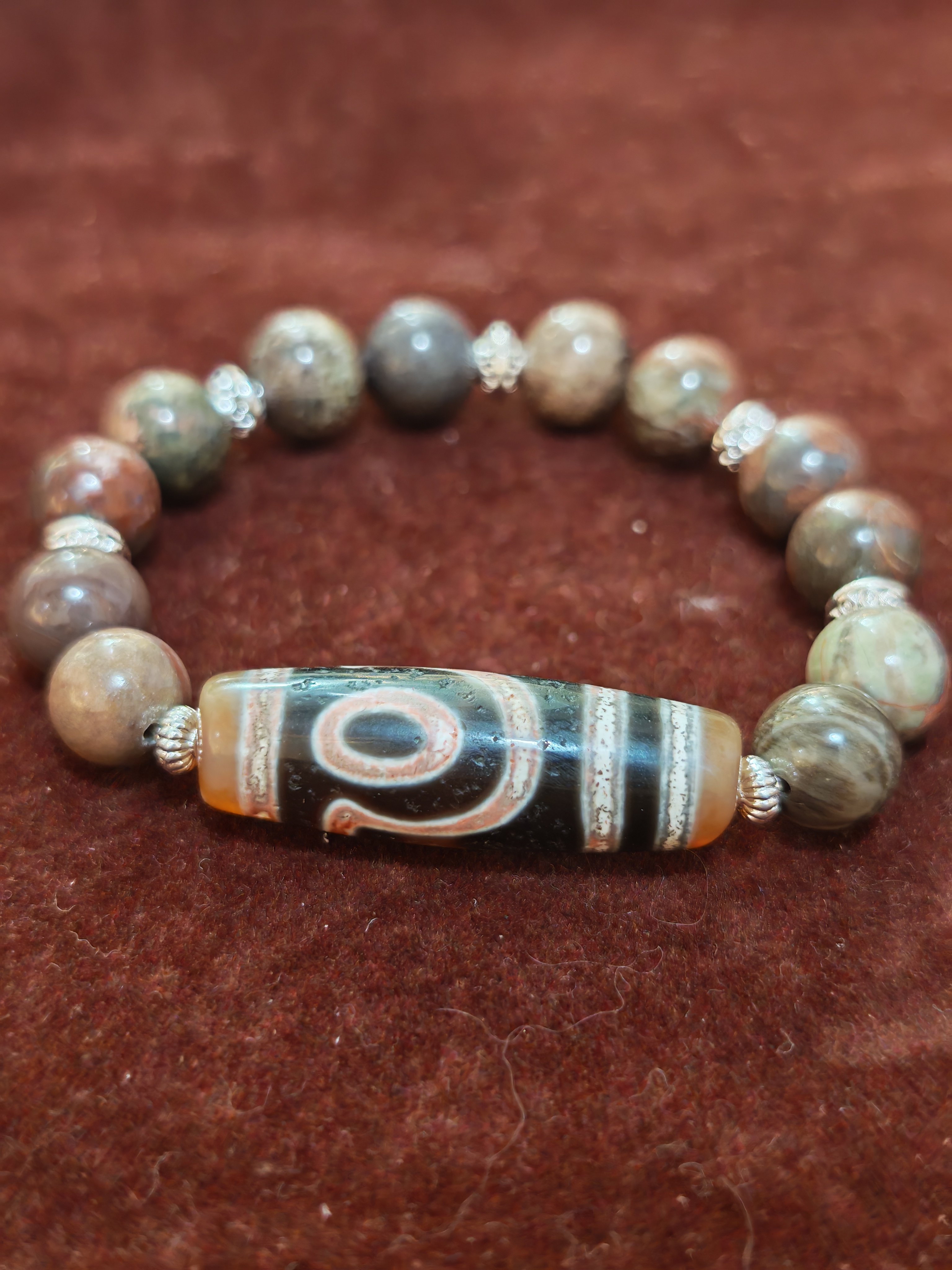 「朱砂二眼天珠」26043