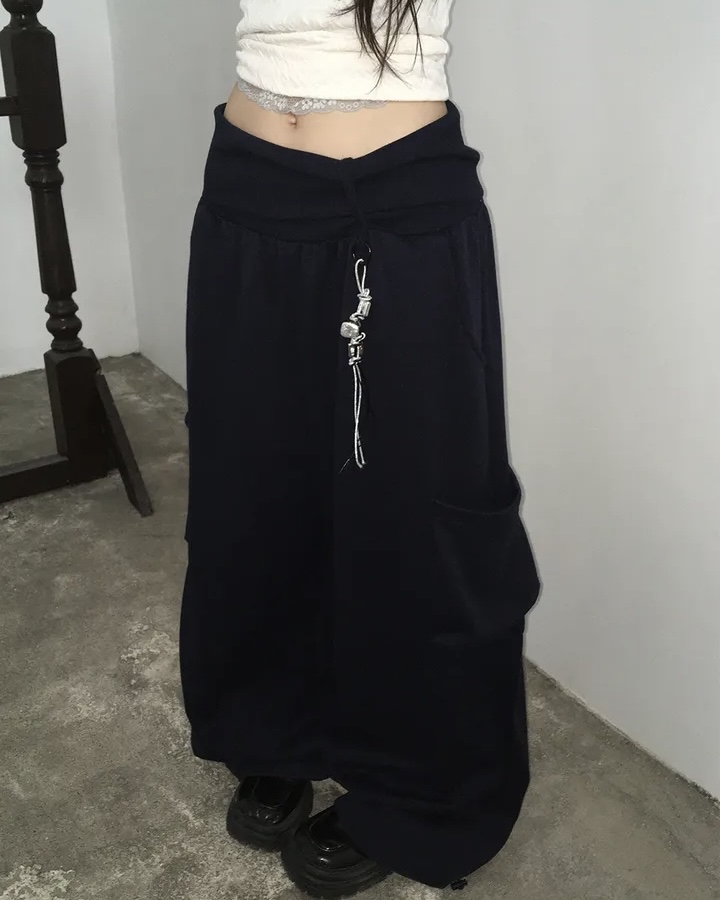 Folded Waist Wide Leg Cargos