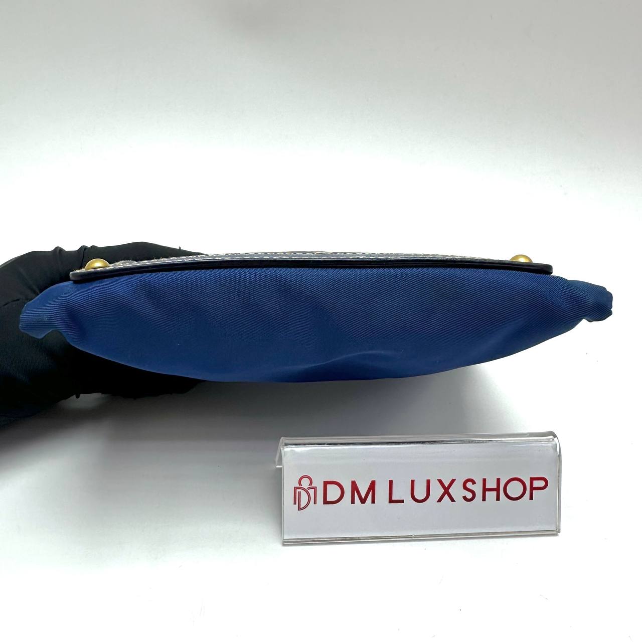 Prada Blue Tessuto Oro Pouch w/ Chain Strap GHW