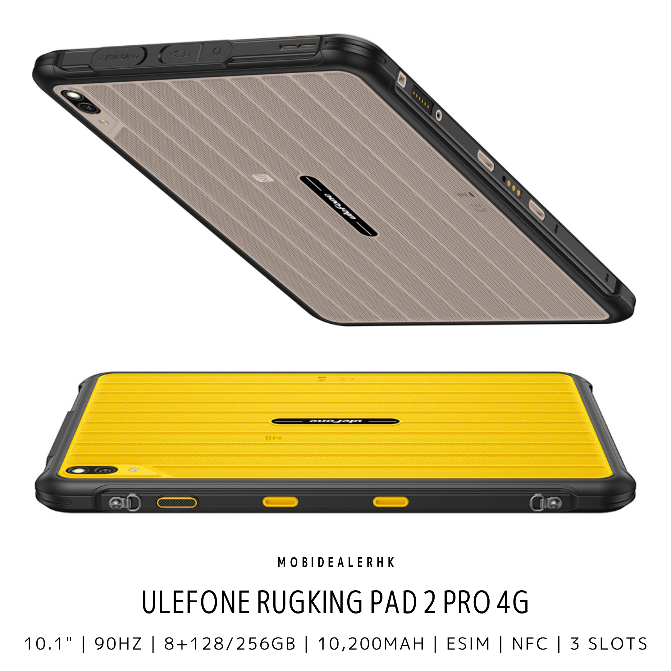 Ulefone RugKing Pad 2 Pro | 歐樂風 RugKing Pad 2 Pro | 4G | 三防平板電腦 | 10.1" | 90Hz | 8+128/256Gb | 10,200mAh | eSIM | NFC | 3咭槽
