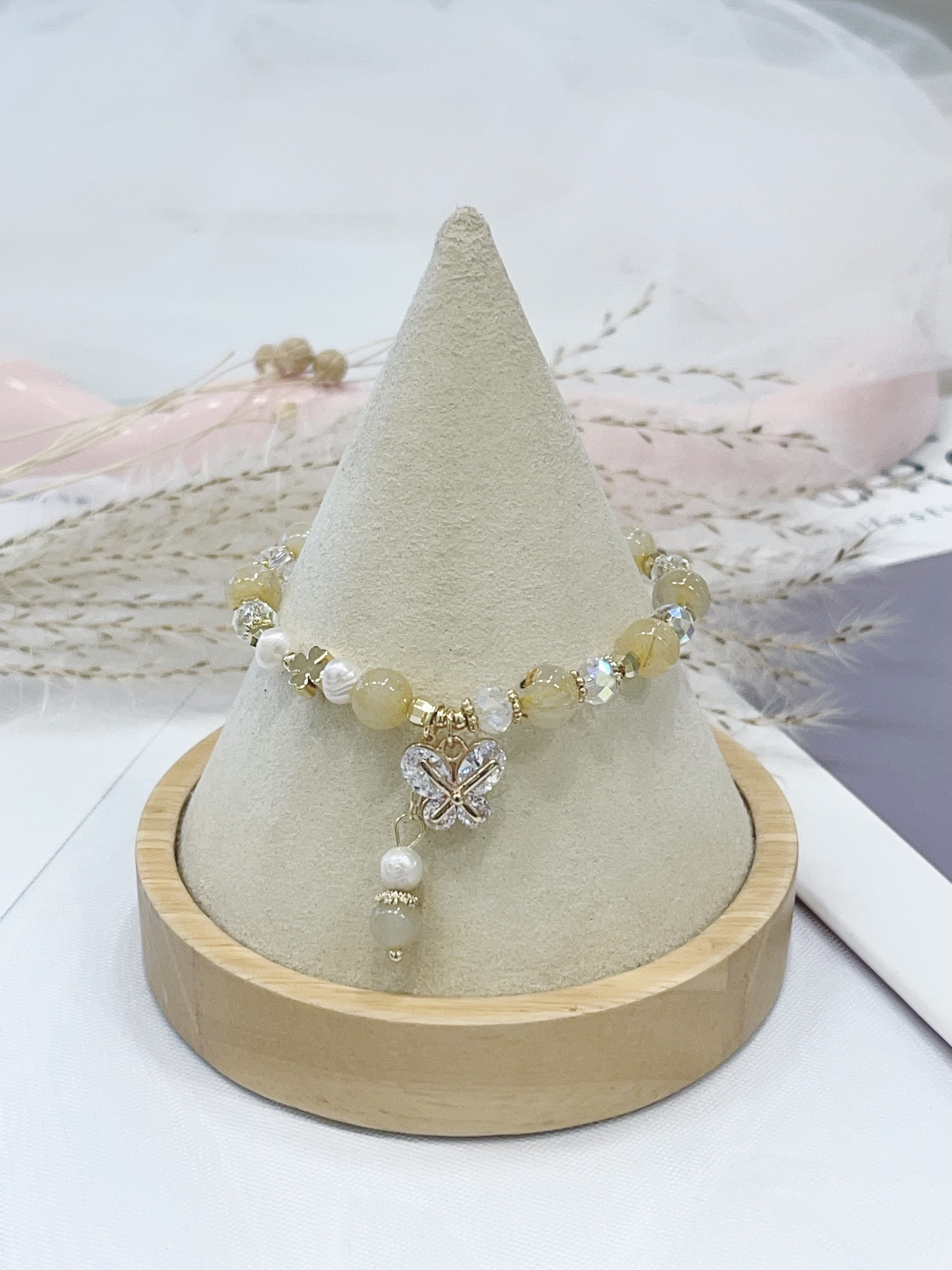 ✨ 金发晶 × 珍珠手串 Golden Rutilated Quartz & Pearl | 7mm