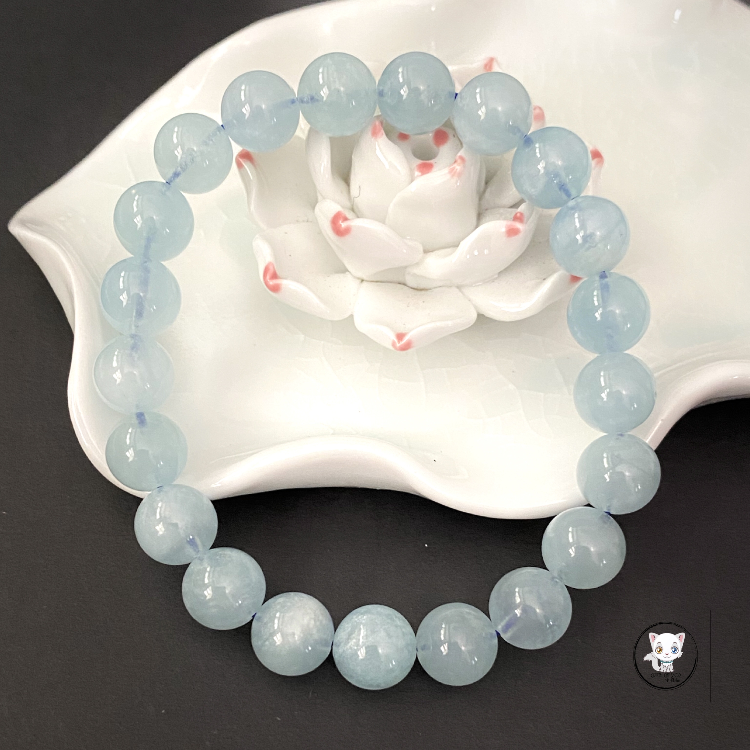 天然海藍寶手鏈 9mm