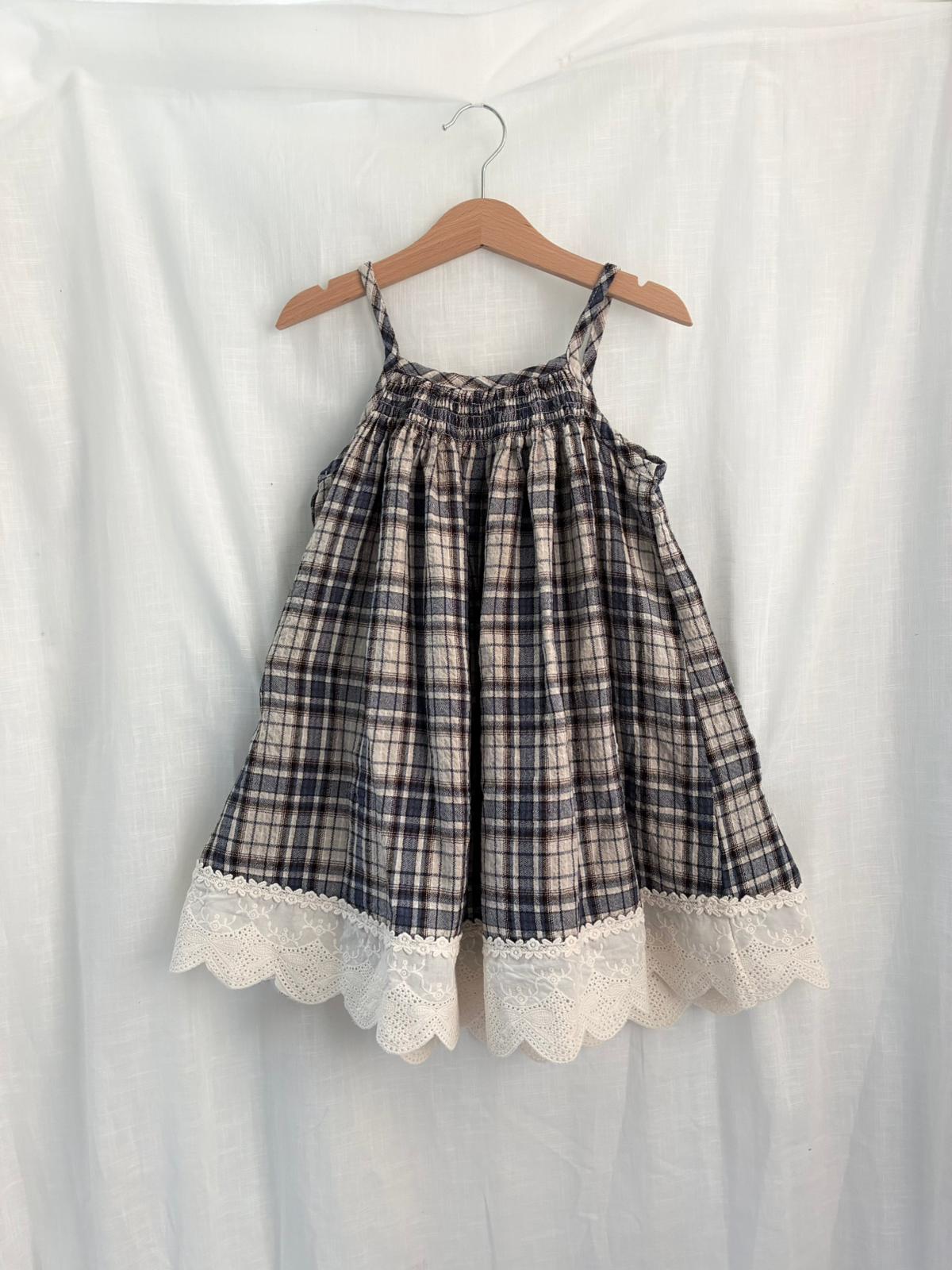 格仔吊帶裙YZ25009