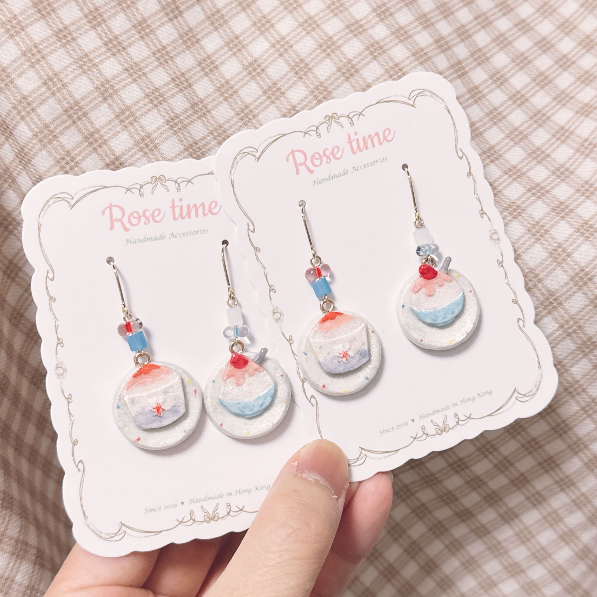 手繪 和風夏日祭 刨冰耳環