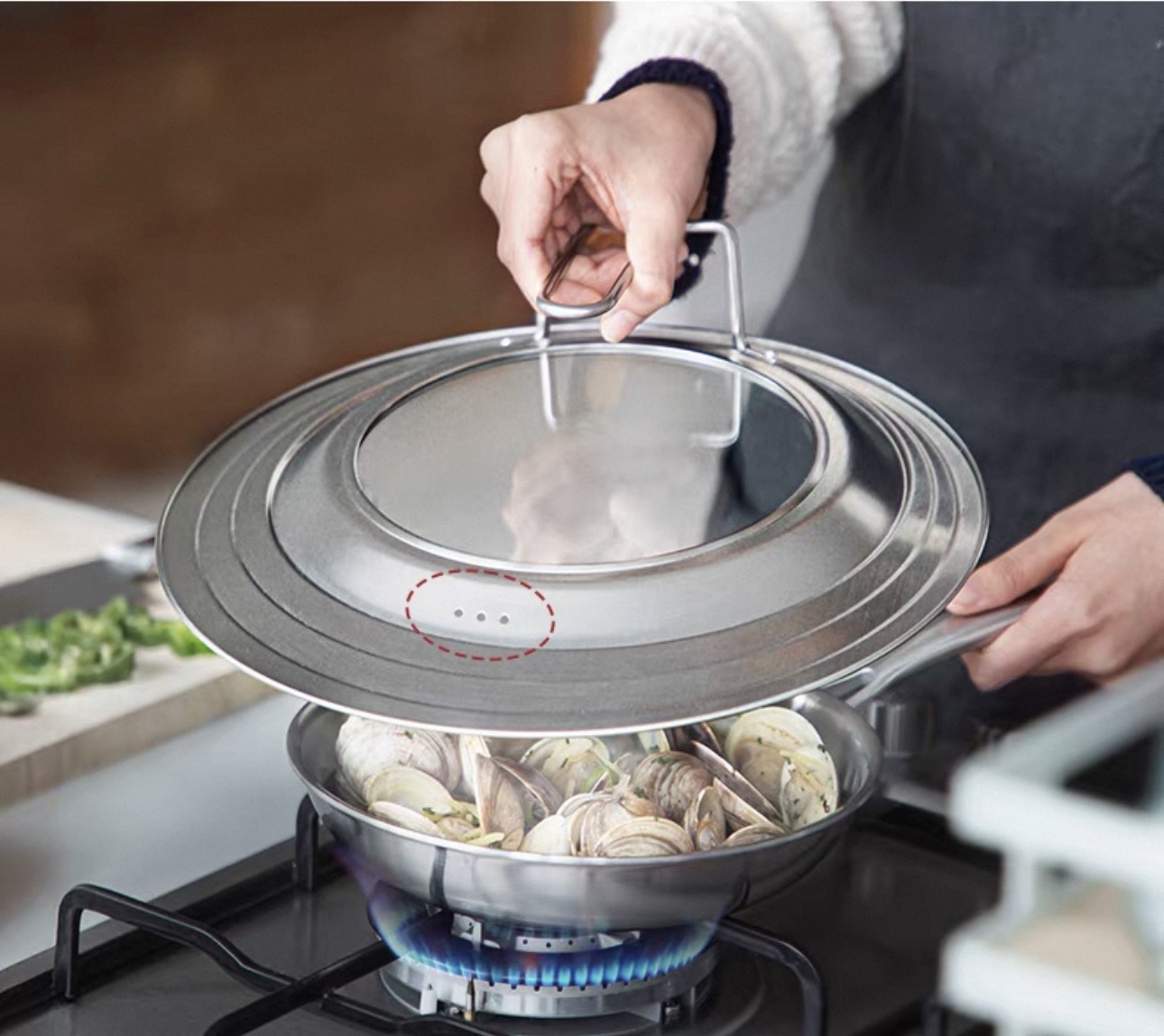 日本霜山不鏽鋼直立式兼用鍋蓋