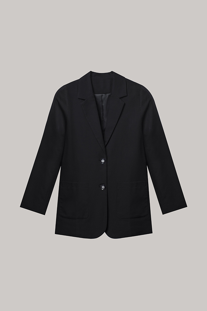 Classic Black Minimalist Tailored Blazer