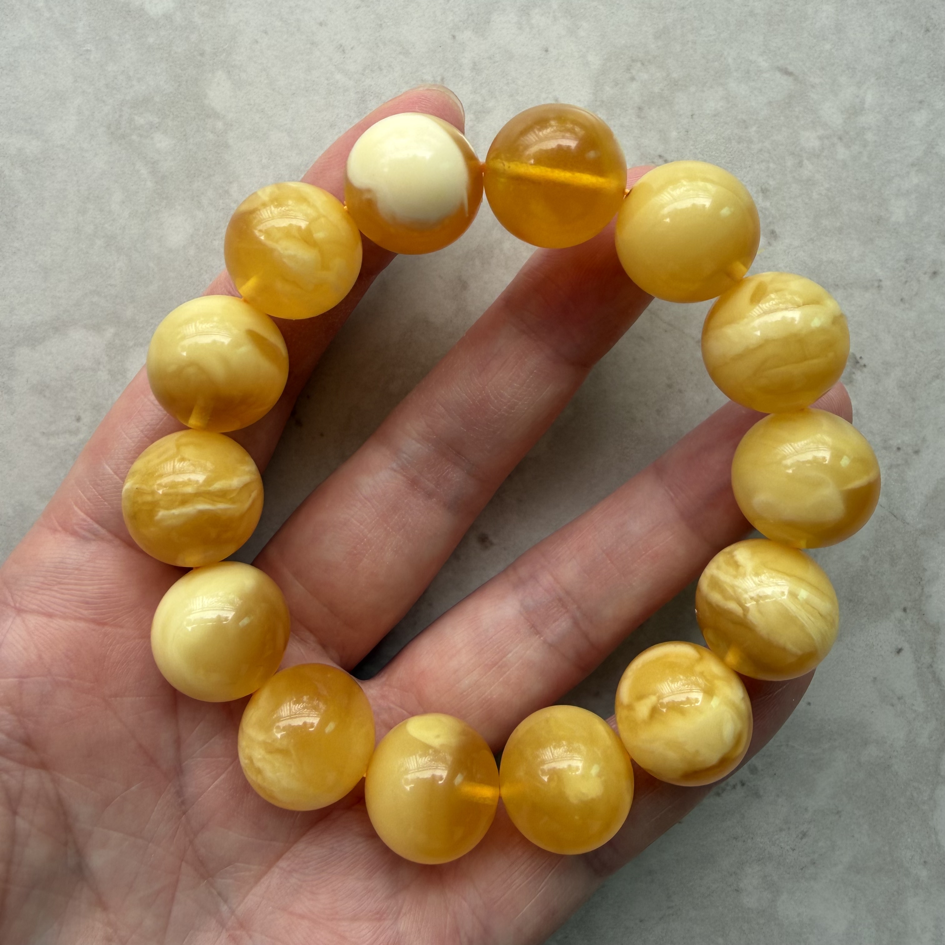 ［閉店一口價］15mm波羅的海金白花琥珀手串