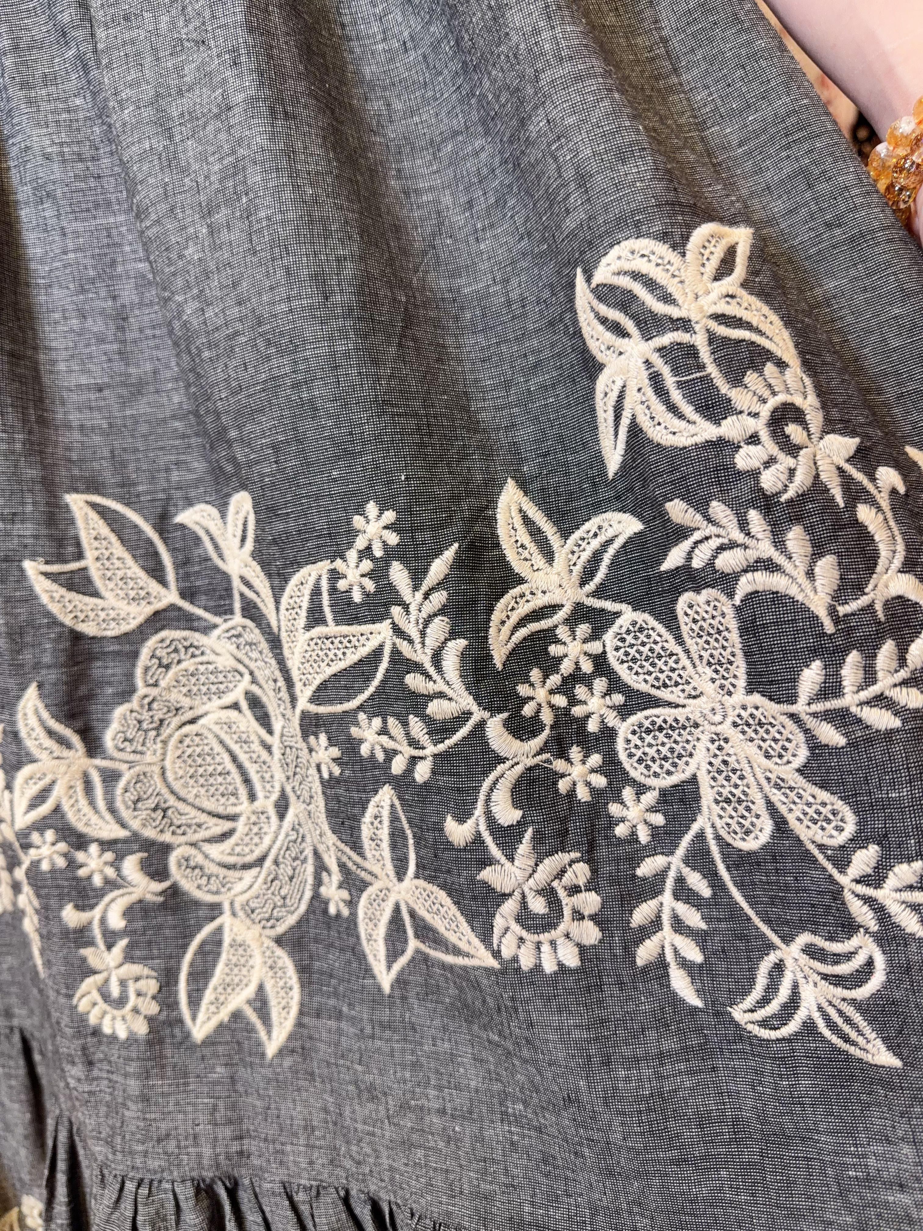 Dark Grey Full Sleeve Emb 2 Layers OP 45" #1096