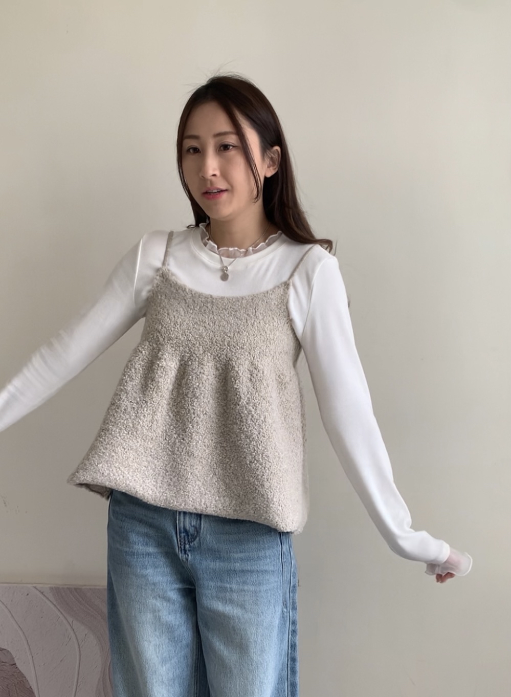 毛巾料吊帶娃娃Top- 卡其