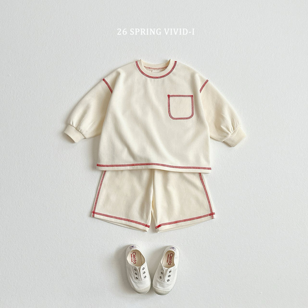 🌸預訂 韓國直送🌸🇰🇷VIVIDI四色口袋撞色縫線長袖短褲上下套裝