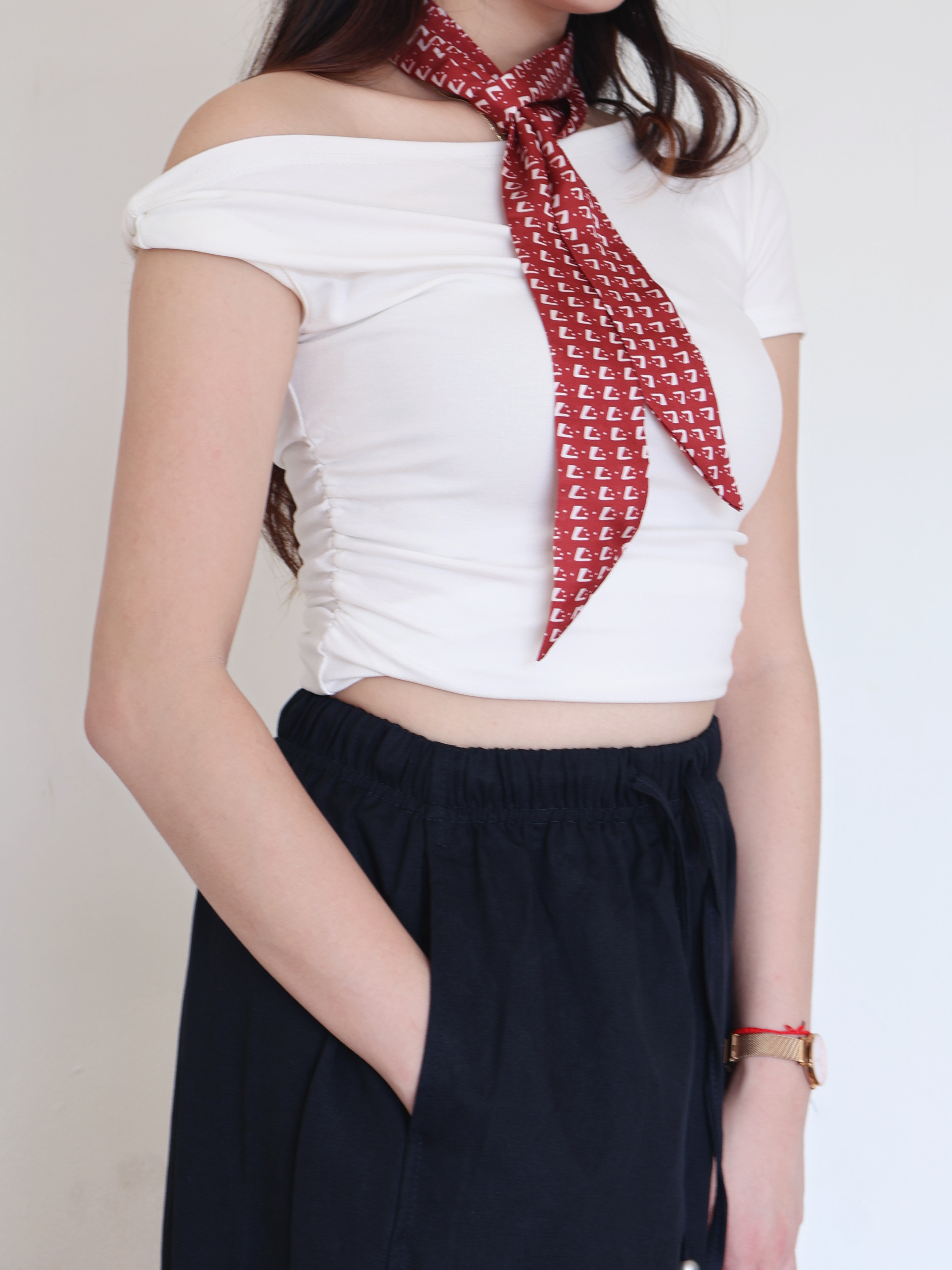 Vintage Red Silk Scarf