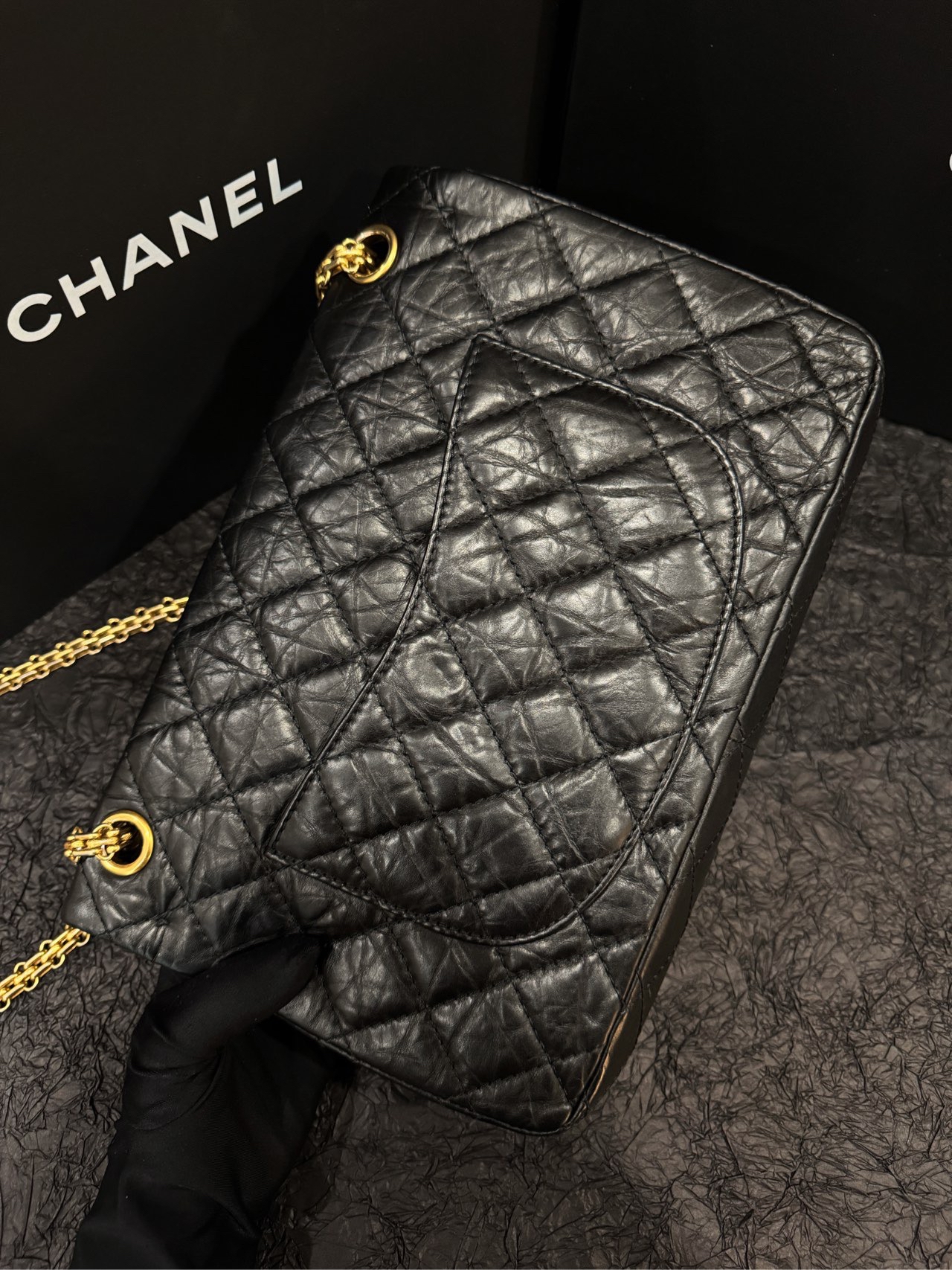 【預訂貨品】Chanel  2.55黑金腋下包