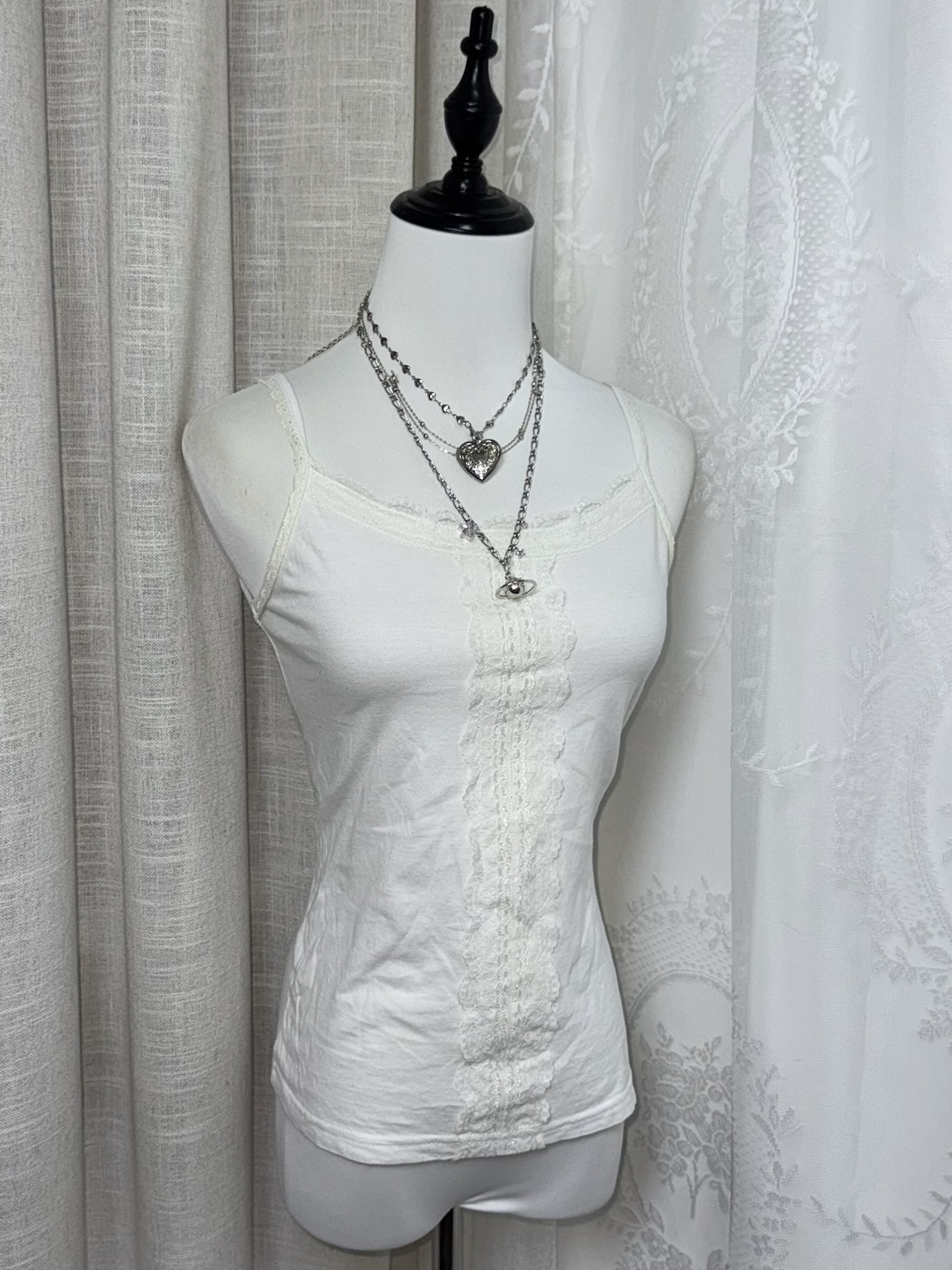 Balletcore French Style Lace-Front Ribbed Camisole